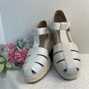 Eileen Fisher Cream Espadrille Wedge Sandals ~ Size 8.5 ~ Business or Summer